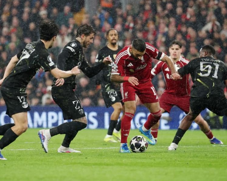 Dembele double at Liverpool fires PSG into Champions League semis