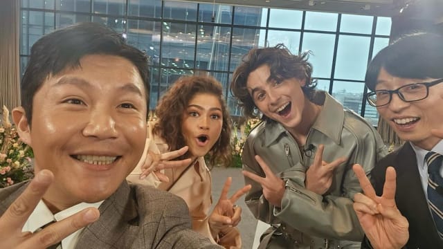 Timothée Chalamet、Zendaya与刘在石惊喜同框！