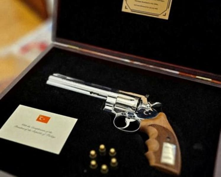 One revolver, six bullets: Turkish president's 'unusual' gift to NATO leaders