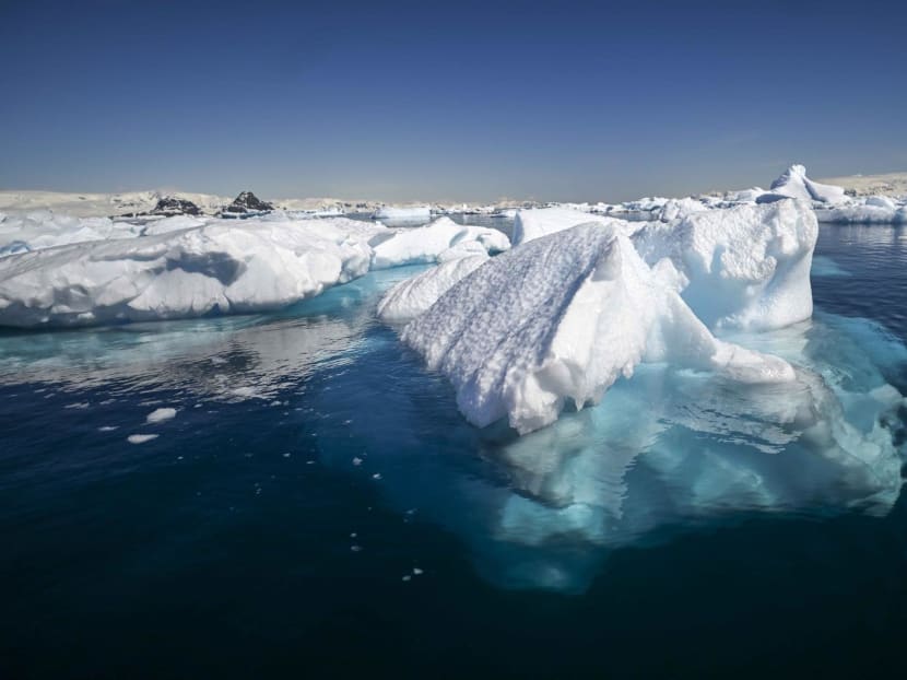 View of an iceberg at the Gerlache Strait, which separates the Palmer Archipelago from the Antarctic Peninsula, in Antarctica on Jan 15, 2024. View of an iceberg at the Gerlache Strait, which separates the Palmer Archipelago from the Antarctic Peninsula, in Antarctica on Jan 15, 2024.