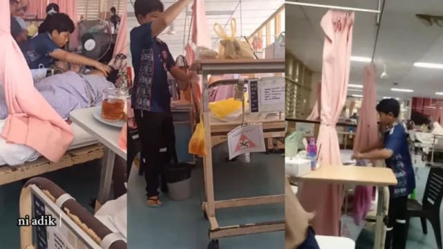 12岁马国男童医院照顾中风母亲 擦身换尿布无微不至