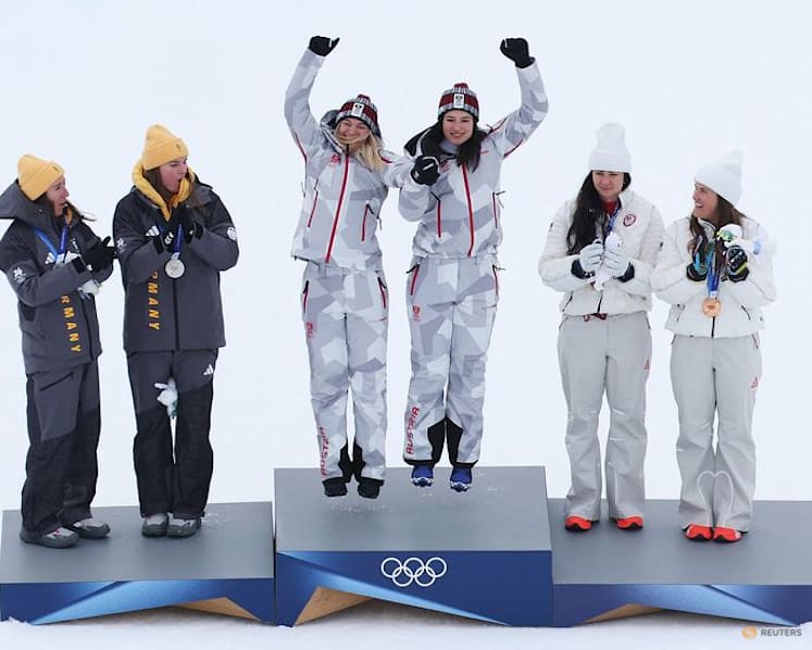 Alpine skiing-Austria win surprise team combined gold as Shiffrin misses out again