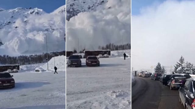 欧洲最高峰人为雪崩 瞬间吞噬树林停车场道路