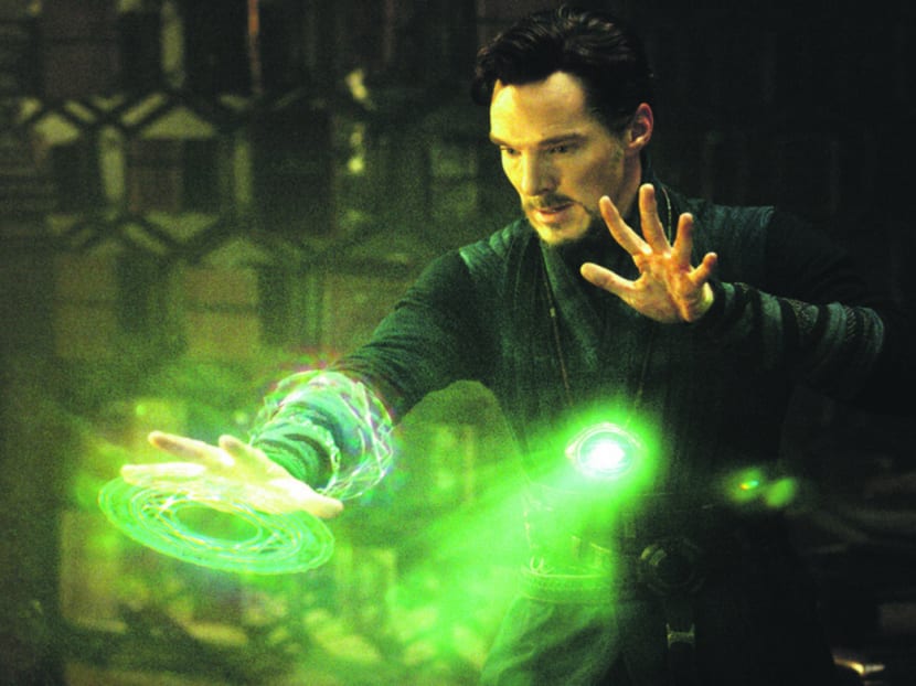 Benedict Cumberbatch in a scene from Doctor Strange — the movie scored Marvel’s 14th number one opening. Photo: AP