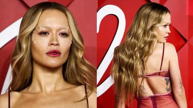 Rita Ora红毯服装造型和眼妆让网民大感不解
