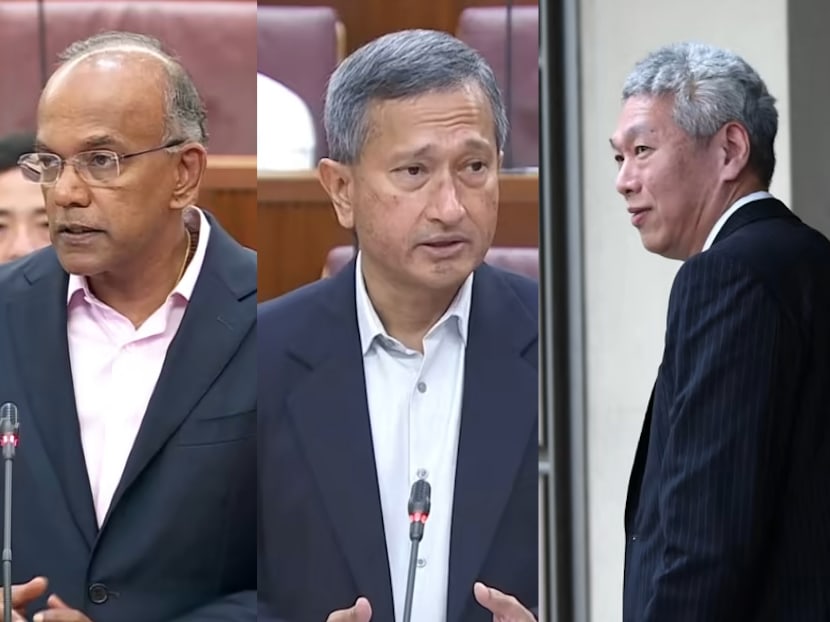 (From left) Singapore's Home Affairs and Law Minister K Shanmugam, Foreign Affairs Minister Vivian Balakrishnan and Mr Lee Hsien Yang. (From left) Singapore's Home Affairs and Law Minister K Shanmugam, Foreign Affairs Minister Vivian Balakrishnan and Mr Lee Hsien Yang.