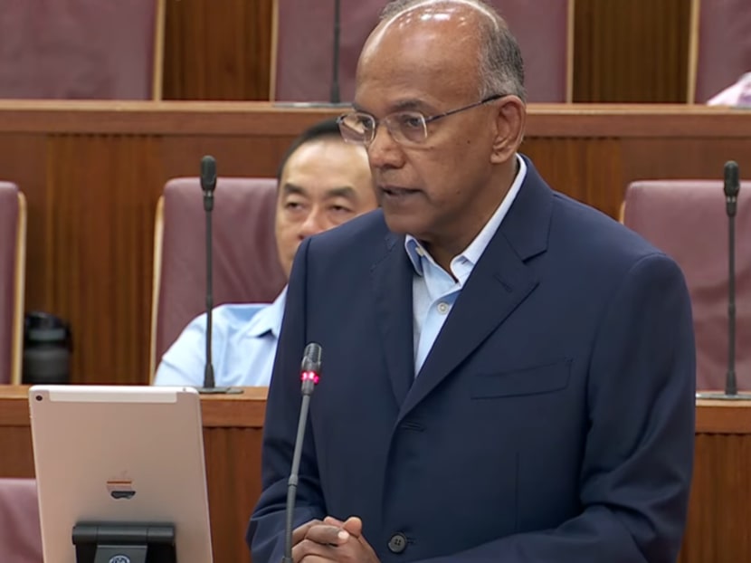 Mr Shanmugam delivering his ministerial statement in Parliament on Feb 6, 2024. Mr Shanmugam delivering his ministerial statement in Parliament on Feb 6, 2024.