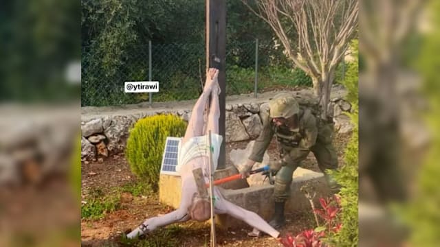 网传以色列士兵破坏耶稣雕像 以军证实事件属实