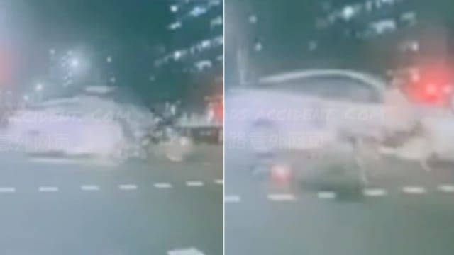 轿车与摩托车相撞 骑士和乘客被撞飞三人送院