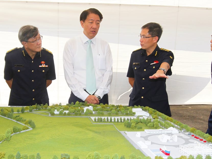 DPM Teo Chee Hean at the symbolic Groundbreaking Ceremony for the Home Team Tactical Centre located at Mandai Road on Jan 31, 2013. Photo: Ernest Chua.