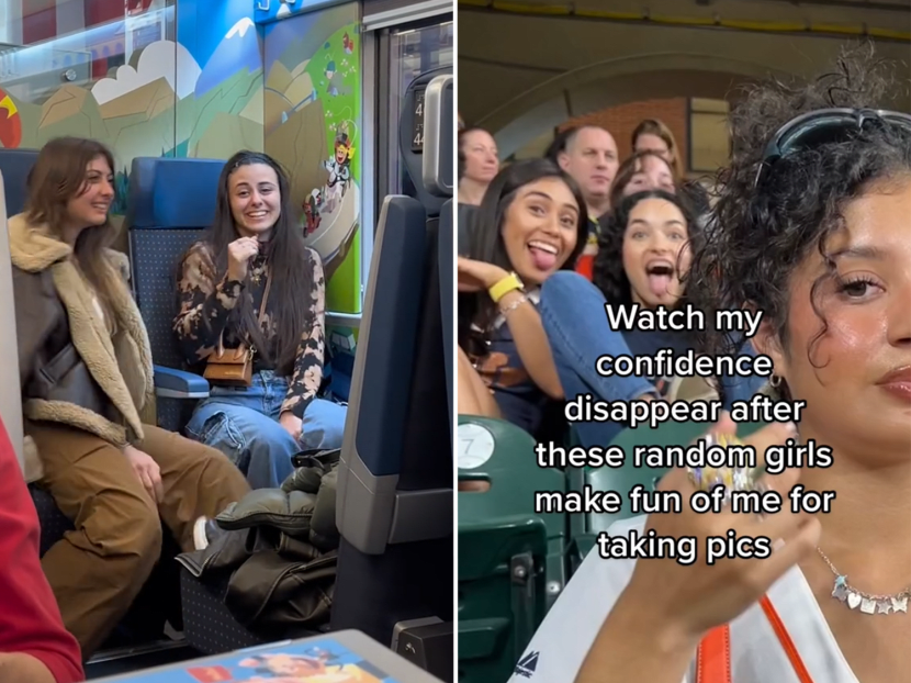 Screenshots from two viral TikTok videos where 'mean girls' were caught on camera exhibiting bad behaviour. Screenshots from two viral TikTok videos where 'mean girls' were caught on camera exhibiting bad behaviour.