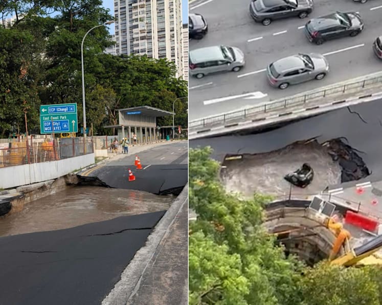 Car falls into sinkhole at Tanjong Katong Road South; one person taken to hospital