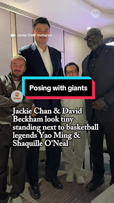 The viral photo shows just how small the action legend and football superstar looked beside the basketball giants. #8dayssg #8dayssgasianent #jackiechan #davidbeckham #yaoming 