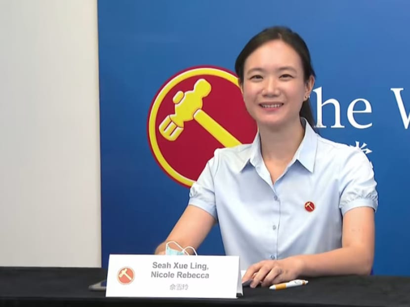 Workers' Party candidate for GE2020 Nicole Seah speaking on June 25, 2020.