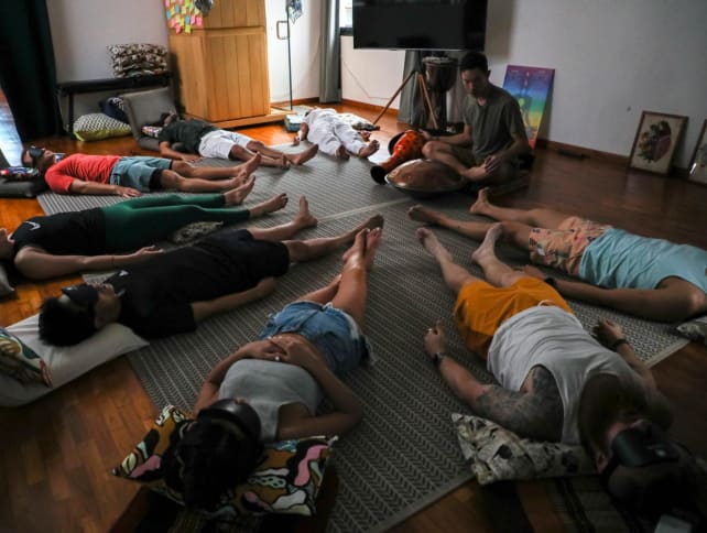 A Wim Hof breathing session conducted by instructor Tan Chun Yih on March 16, 2024.