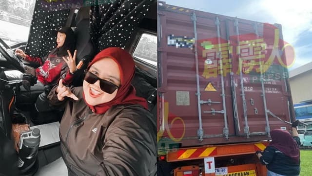 马国两女开大型货车送货 长途车程中唱歌解闷