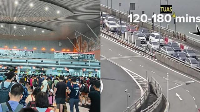 假期结束返新人潮增 新马关卡午间已现人龙