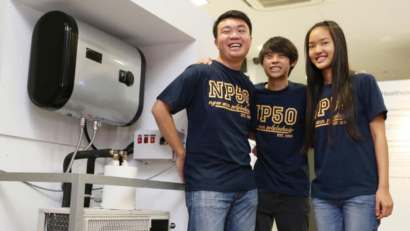 NP students’ invention recycles air-con heat for warm showers