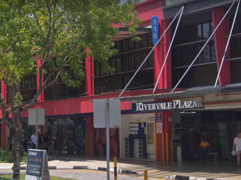 A Google Maps screenshot of Rivervale Plaza in Sengkang, where the robbery took place.