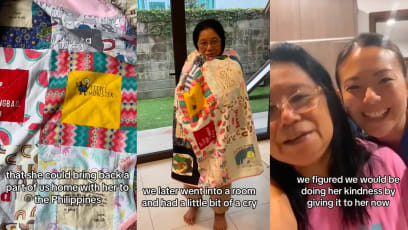 “Bring A Part Of Us Back Home To The Philippines”: S’porean Gifts Helper Of 34 Years, Who Took Care Of Her And Her 2 Sisters, With Handmade Quilt