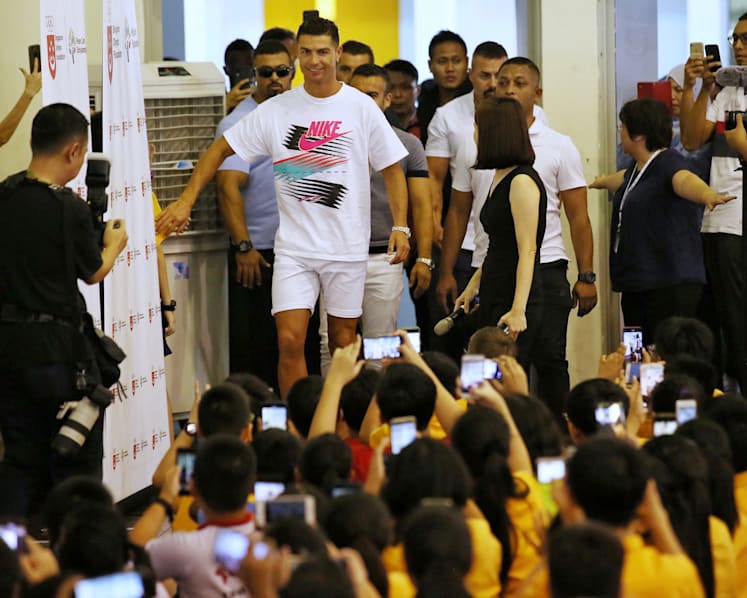 Juventus football star Cristiano Ronaldo visits Yumin Primary School