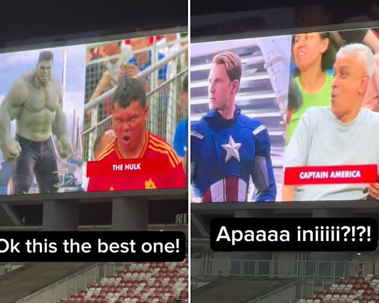 #trending: 'Red Hulk' steals the show during Avengers lookalike cam at Singapore vs Thailand World Cup qualifier