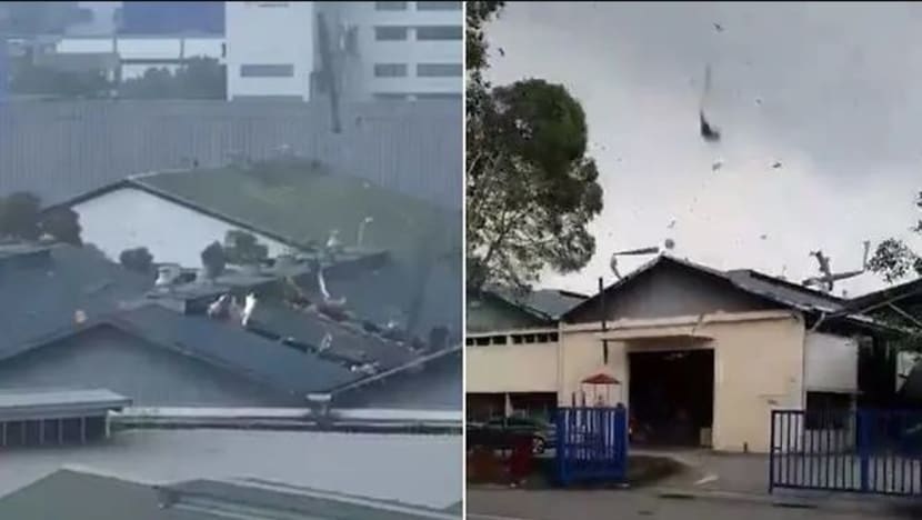 Singapore's first recorded landspout damages roofs in Tuas