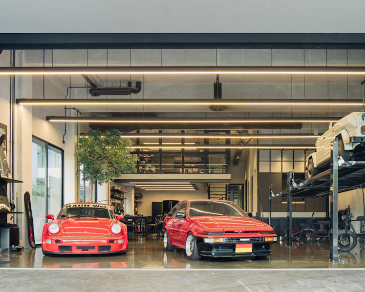 A car enthusiast’s dream house with a garage space that can fit up to 8 cars