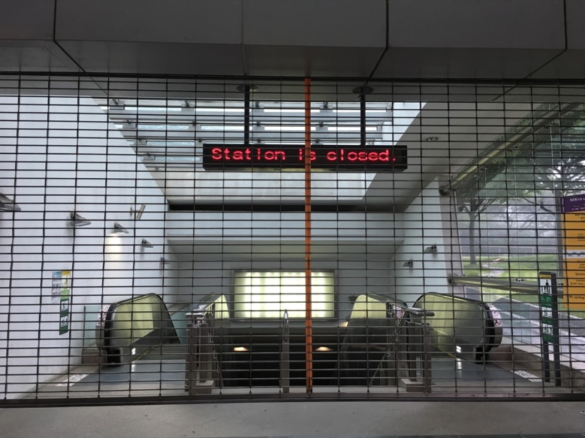 Woodleigh MRT temporarily closed due to the discovery of a suspicious substance. Photo: Kenneth Cheng/TODAY