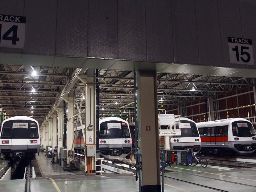 SMRT trains at Bishan Depot. TODAY file photo