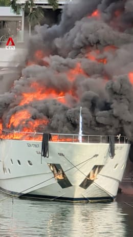 Yacht catches fire at Sentosa Cove