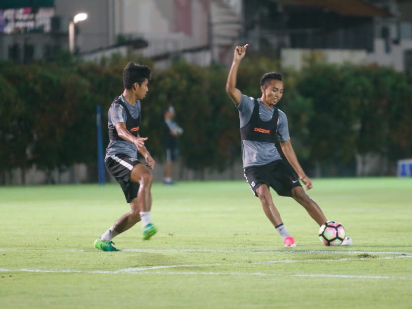 aris Ramli (right) has already scored 11 goals and made 12 assists this season for his club Home United. Photo: Najeer Yusof/TODAY