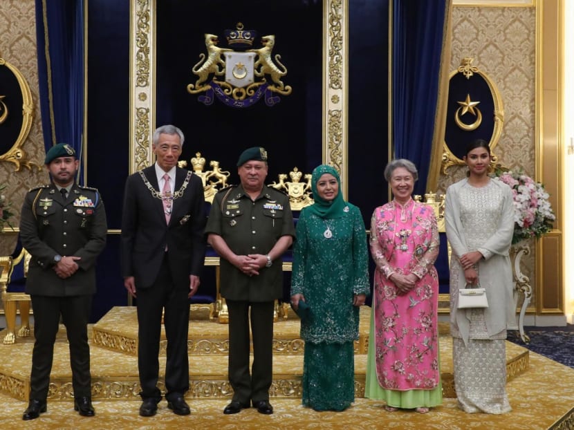 Prime Minister Lee Hsien Loong and Mdm Ho Ching at the Johore State Award Investiture Ceremony on May 6, 2022, with the Sultan of Johor, Sultan Ibrahim Ibni Almarhum Sultan Iskandar, and his wife, Raja Zarith Sofiah, the Johor crown prince Tunku Ismail Sultan Ibrahim and his wife Che’ Puan Besar Khaleeda. Prime Minister Lee Hsien Loong and Mdm Ho Ching at the Johore State Award Investiture Ceremony on May 6, 2022, with the Sultan of Johor, Sultan Ibrahim Ibni Almarhum Sultan Iskandar, and his wife, Raja Zarith Sofiah, the Johor crown prince Tunku Ismail Sultan Ibrahim and his wife Che’ Puan Besar Khaleeda.