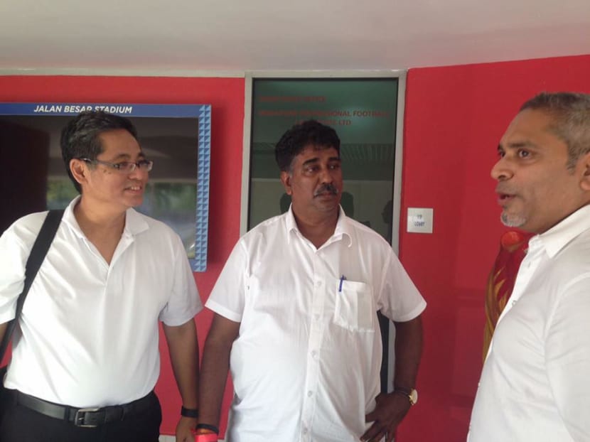 From left, James Lim, R Vengadasalam, and Alfred Dodwell of Team Majulah SG Football, who are planning to contest in the coming Football Association of Singapore elections. Lim has now left the group. Photo: James Lim Facebook page From left, James Lim, R Vengadasalam, and Alfred Dodwell of Team Majulah SG Football, who are planning to contest in the coming Football Association of Singapore elections. Lim has now left the group. Photo: James Lim Facebook page