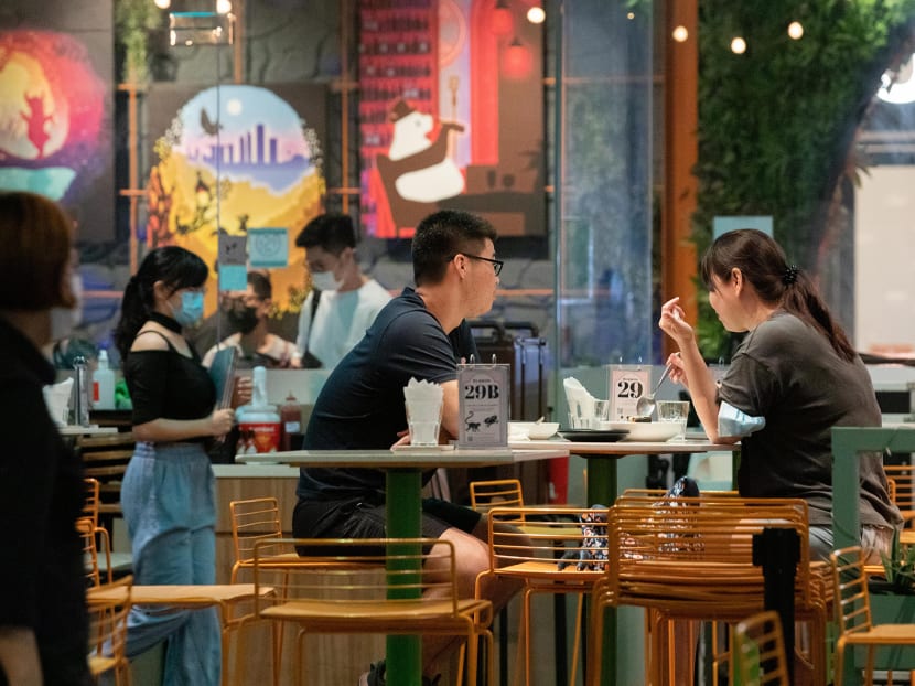 Diners at Jem shopping mall on July 19, 2021.