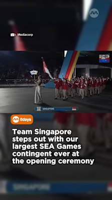 Cheering Team 🇸🇬 every step of the way! #seagames2025 #mediacorpSEAGames2025 #Thailand2025 #8dayssg #openingceremony 