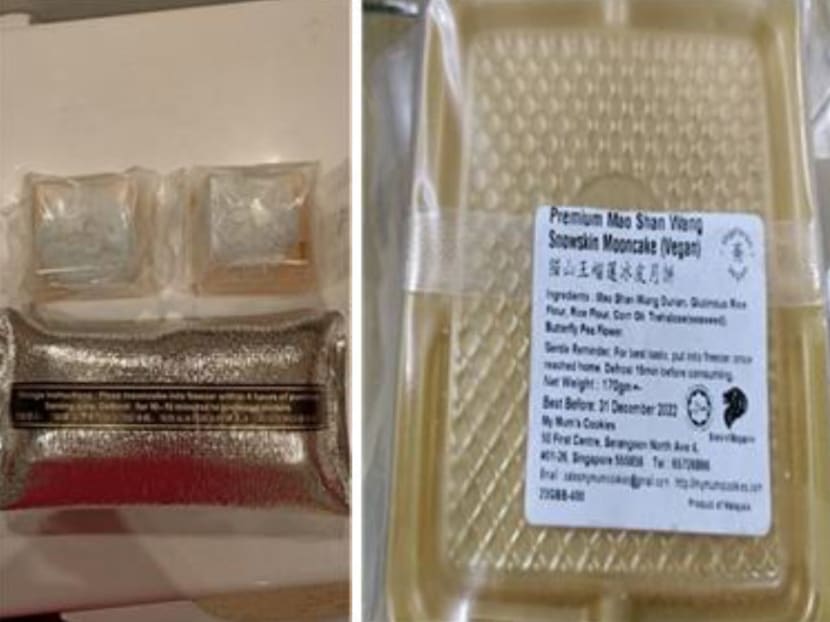 The Singapore Food Agency said that the implicated product is called My Mum’s Cookies Premium Mao Shan Wang Snowskin Mooncake (Vegan).
