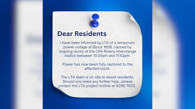 受地铁站施工影响 榜鹅组屋停电逾一小时