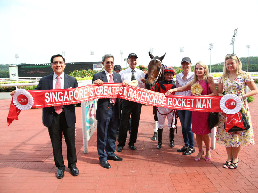 Rocket Man's connections biding Singapore's most famous horse farewell in a simple ceremony at Kranji. Photo: Singapore Turf Club