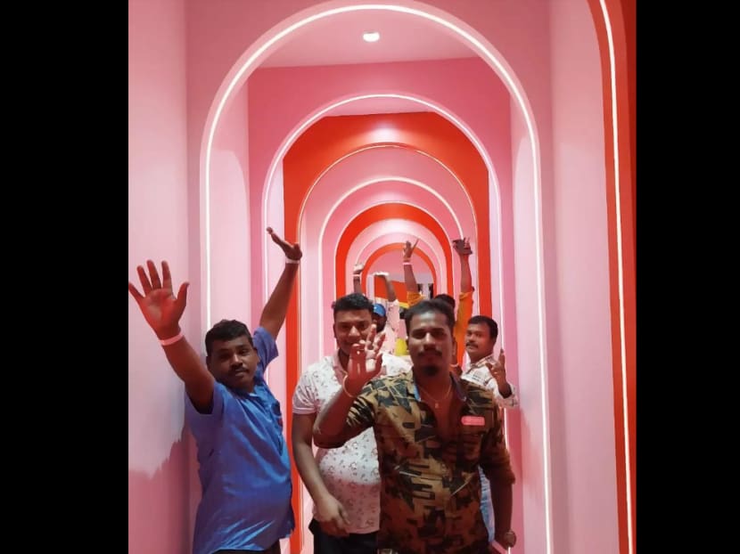 Migrant workers from Westlite Mandai dormitory on an outing to the Museum of Ice Cream. Migrant workers from Westlite Mandai dormitory on an outing to the Museum of Ice Cream.