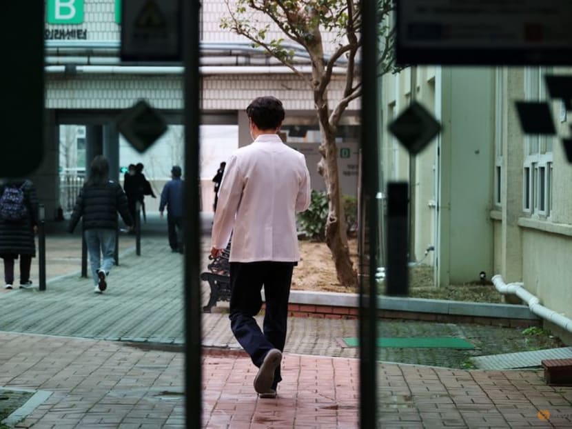A medical worker walks at Pusan National University Hospital in Busan, South Korea, on Feb 21, 2024.