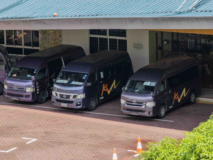 A row of school buses seen at a primary school in Singapore.