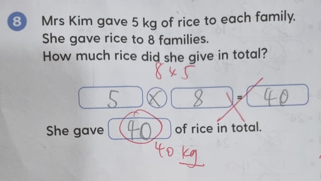 五乘八和八乘五不一样？本地小学数学题难倒网民