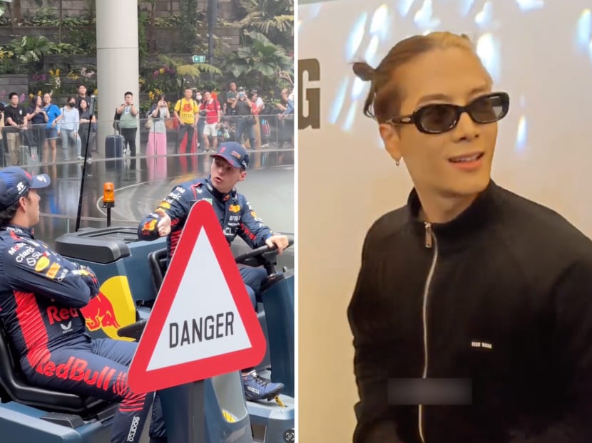 Formula One drivers such as Max Verstappen and Sergio Perez (left) as well as performers such as Jackson Wang (right) are in Singapore early to sightsee and attend events ahead of the 2023 Singapore Grand Prix. Formula One drivers such as Max Verstappen and Sergio Perez (left) as well as performers such as Jackson Wang (right) are in Singapore early to sightsee and attend events ahead of the 2023 Singapore Grand Prix.