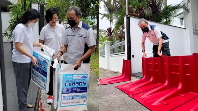 多雨天气 公用事业局向金文泰土崩附近居民发防淹水工具