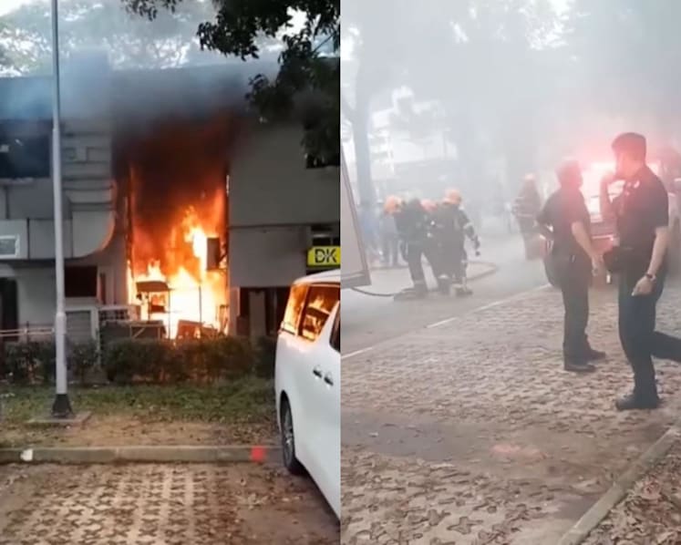 Fire involving discarded items, air-con compressors breaks out at Ang Mo Kio HDB block; no injuries reported