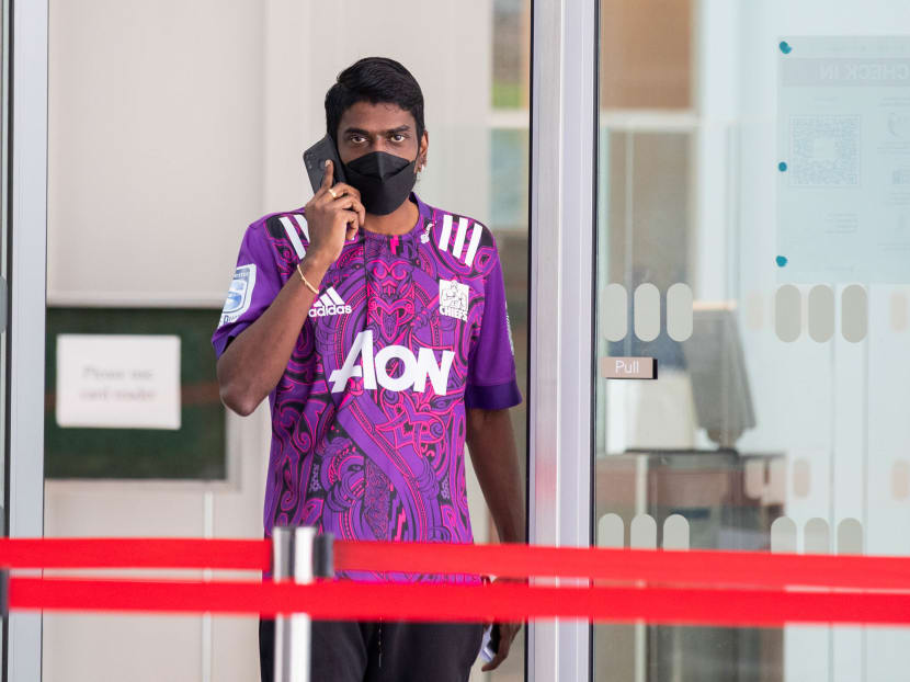 Ganesan Angudan leaving the State Courts on Oct 26, 2021.