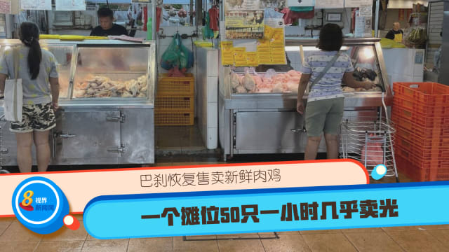巴刹恢复售卖新鲜肉鸡 一个摊位50只一小时几乎卖光