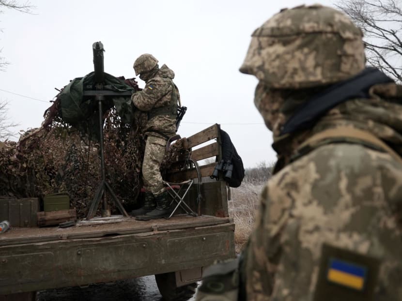 Ukrainian soldiers stand at their position in the Donetsk region, on Dec 10, 2023, amid the Russian invasion of Ukraine.