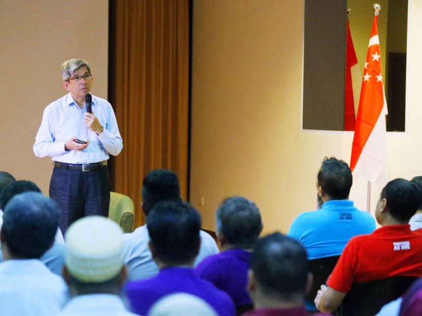 Minister-in-Charge of Muslim Affairs Yaacob Ibrahim met about 60 union leaders 
at the dialogue. Photo: Ernest Chua